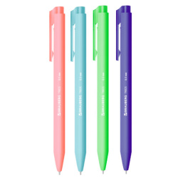 Ручка шариковая автоматическая BRAUBERG "TRIOS BRIGHT COLOR", корпус ассорти, СИНЯЯ, пишущий узел 0,5 мм, линия письма 0,3 мм, 144497