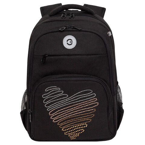 Рюкзак GRIZZLY школьный, анатомическая спинка, 2 отделения, для девочек, "DIAMOND HEART", 39х30х20 см, RG-568-3/1