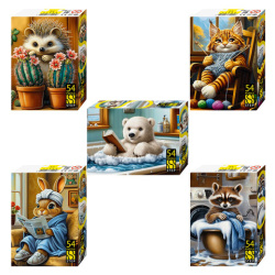 Пазл картонный 54 элемента, "Время уюта", АССОРТИ, поле 18х13 см, STEP PUZZLE