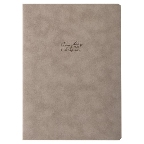 Тетрадь-скетчбук 60 л. обложка кожзам под замшу, сшивка, B5 (179х250мм), 70 г/м2, СЕРЫЙ, BRAUBERG CAPRISE, 403865