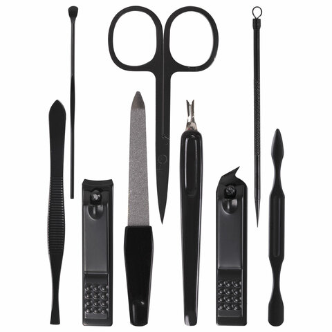 Универсальный набор для маникюра и педикюра 9 в 1 в футляре, MINI, красный, блистер, WBZ, 609497