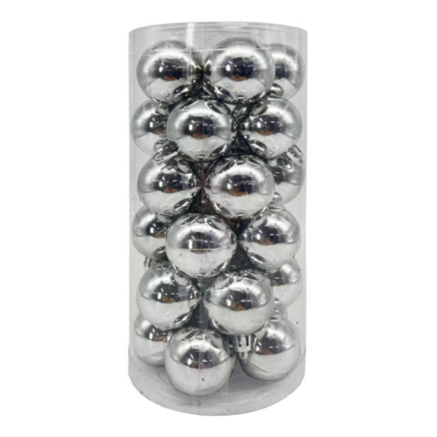 Шары ёлочные 30 шт, 4 см, "Solid Color", пластик, СЕРЕБРО, глянец, ЗОЛОТАЯ СКАЗКА, 592498