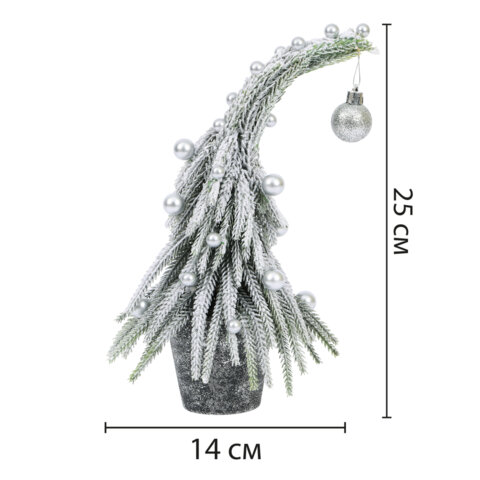 Ель новогодняя искусственная 25 см, "Елка-гном", заснеженная с декором, литой ПЭТ, ЗОЛОТАЯ СКАЗКА, 592515