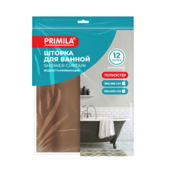 Шторка для ванной ПОЛИЭСТЕР, 180х200 см, кольца в комплекте, КОРИЧНЕВЫЙ БРИЛЛИАНТ, PRIMILA (ПРИМИЛА), 700097