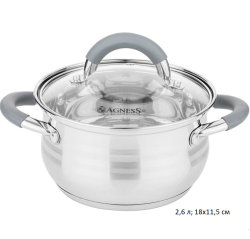 Кастрюля Agness classic 2,6 л / 937-431 /уп 6/ со стеклянной крышкой