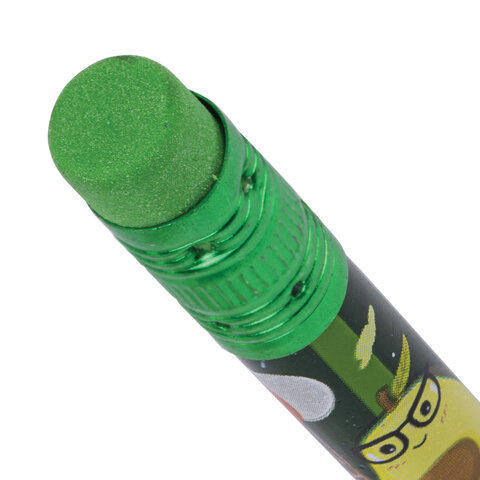 Набор карандашей чернографитных с принтом BRAUBERG "AVOCADO", 12 штук, HB, с ластиком, корпус ассорти, 182032