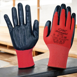 Перчатки полиэфирные маслобензостойкие 1 пара, 15 класс, размер 9, покрытие - облив НИТРИЛОВОЕ