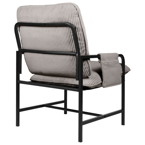 Кресло BRABIX "Gentle LC-300", ЛОФТ, пружинный блок, ткань велсофт (плюш), серое, 533142