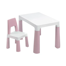 Стол детский + стул BRABIX KIDS CS-003, 2-7 лет, пластик белый + розовый, 533291