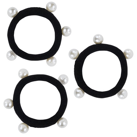 Резинки для волос НАБОР 3 шт., мягкие, средние, с бусинами, АССОРТИ, MONTE VITA, 457052