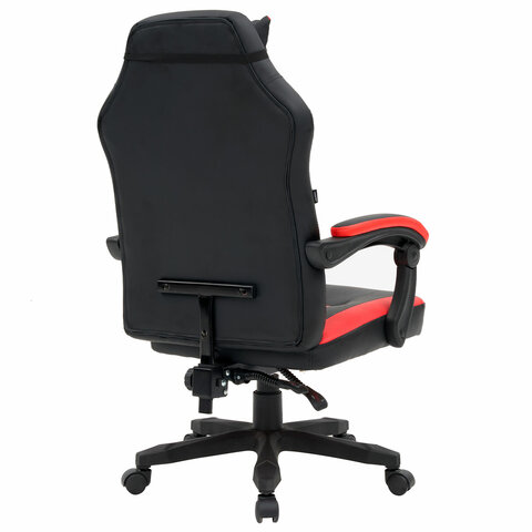 Кресло компьютерное CROMEX "Start GM-105", две подушки, экокожа, черное/красное, 532957