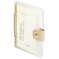 Блокнот А5 180x235 мм, BRAUBERG "Fabulous", гибкий, на кольцах, застежка, 80 л., бежевый, 116194