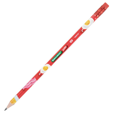 Карандаш чернографитный с принтом BRAUBERG KIDS "FOOD", 1 шт., HB, с ластиком, корпус ассорти, 182018