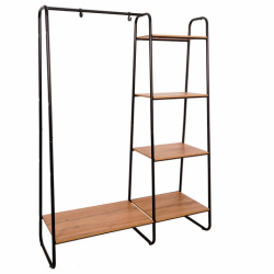 Вешалка-стеллаж "Скандинавия-1", 1470х1100х385 мм, 5 полок, металл/ЛДСП, черная/дуб, ГСС1 Ч