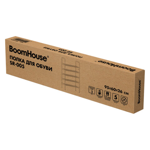 Полка для обуви BOOMHOUSE (БУМХАУС) SR-005 (В960хШ565хГ260 мм), 5 полок, металл/пластик, черная/хром, 701452