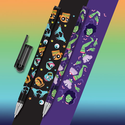 Ручка шариковая с принтом FUNSTER STICK "MONSTERS", СИНЯЯ, SOFT TOUCH покрытие, узел 0,7 мм, линия 0,35 мм, 144390