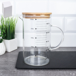 Кувшин мерный 1000 мл / LCWJ103 /уп 48/ Бамбуковая крышка