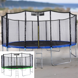 Батут-манеж 490 см с внешней сеткой и лестницей / Большой, качественный и безопасный
