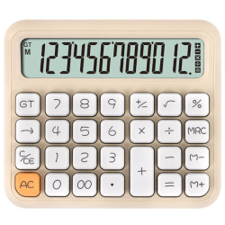 Калькулятор настольный BRAUBERG KW-1000-BG (152x132 мм), 3D-кнопки, 12 разрядов, бежевый, 272957