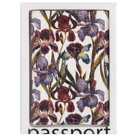 Обложка для паспорта BRUNO VISCONTI, экокожа, "FLORA. Ирисы", 3-620/04