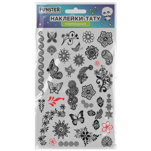 Наклейки-тату переводные "Ассорти", 29х15,5 см, ассорти 12 видов, FUNSTER (ФАНСТЕР), 666106