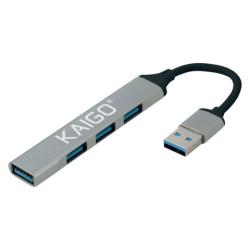 Хаб-разветвлитель KG-088, USB-A 3.2, высокоскоростной, 4 в 1, 1 х USB-A 3.2, 3 x USB-A 2.0, 60 мм, серый, KAIGO (КАЙГО), 355062