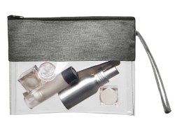 Прозрачная косметичка «Leony» из ПВХ и ткани, Цвет прозрачный/темно-серый