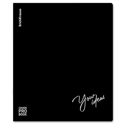 Тетрадь обложка пластик, А5, 48 л. скоба, клетка, ERICH KRAUSE "Words", черный (микс в спайке), 61951