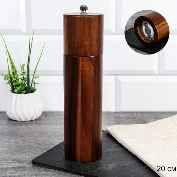 Мельница для специй и соли 20 см Акация / JS-E00A3-20 /уп 64/