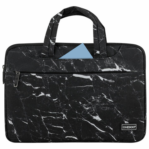 Сумка портфель HEIKKI STYLE (ХЕЙКИ) с отделением для ноутбука 13-14", 3 кармана, черная, 26х36х3 см, 272606