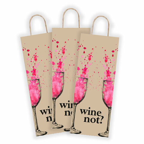 Крафт-пакет бумажный "Wine not?" 15х8х39 см, с кручеными ручками, плотность 80 г/м2, 115809