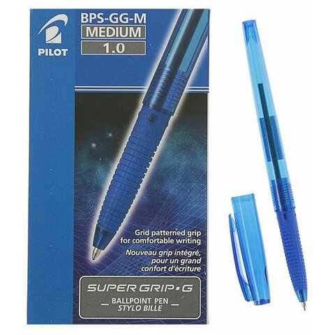Ручка шариковая с грипом PILOT Super Grip G, СИНЯЯ, узел 1 мм, линия 0,27 мм, BPS-GG-M L