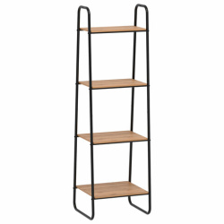 Стеллаж на металлокаркасе "Скандинавия-14", 450х385х1470 мм, 4 полки ЛДСП, черный/дуб, CТCП14 Ч