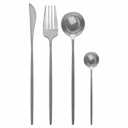 Набор столовых приборов UNIQUE, 24 шт., 6 персон, серебристый, нержавеющая сталь, гофрокартон, DASWERK, 881140, 609072