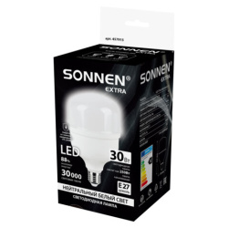 Лампа светодиодная SONNEN EXTRA, 30 (250) Вт, Е27, цилиндр, нейтральный белый, 30000 ч, LED Т100-30W-4000-Е27, 457915