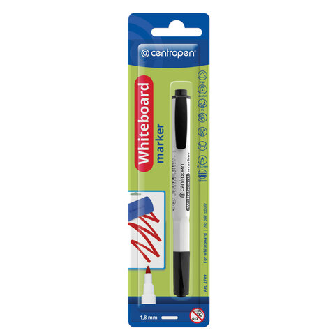 Маркер стираемый для белой доски ЧЕРНЫЙ, CENTROPEN "Dry-Wipe", 1,8 мм, 2709, 527098712