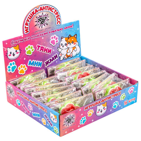 Игрушка-антистресс "КОШАЧЬЯ ЛАПКА - СОЧНЫЙ АРБУЗ", 7х6 см, дисплей, JOLLY JOT (ДЖОЛЛИ ДЖОТ), 665775