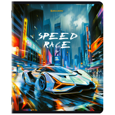 Тетради ДЭК А5 48 л. КОМПЛЕКТ 5 шт. BRAUBERG, скоба, клетка, глянцевый лак, "АВТО", 404932