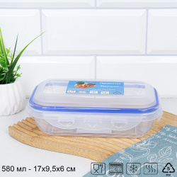 Контейнер прямоугольный 580 мл / CP1021A /уп 12/ 751823 ДОП СКИДКА НА КОРОБ 2%