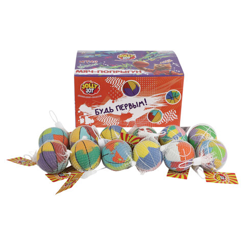 Мяч-попрыгун, 6 см, ТПР, ассорти, 12 цветов, JOLLY JOT (ДЖОЛЛИ ДЖОТ), 666124