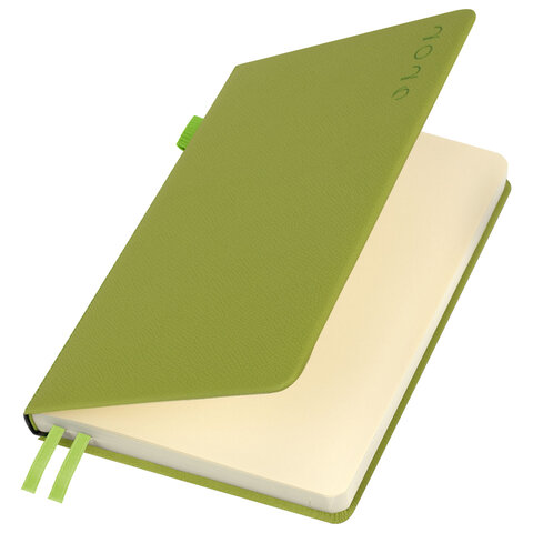 Ежедневник датированный 2026, А5, 138х213 мм, BRAUBERG "Essential", под кожу, держатель, зеленый, 117398