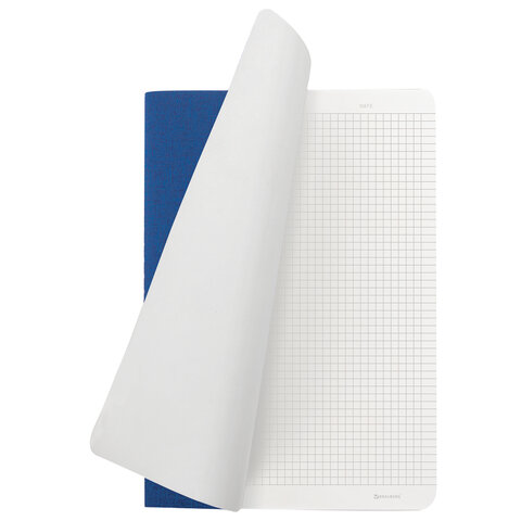 Тетрадь 48 л. в клетку обложка кожзам под рогожку, сшивка, A5 (147х210мм), СИНИЙ, BRAUBERG MOVE, 403843