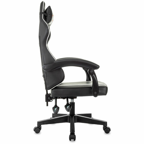 Кресло компьютерное BRABIX "Shooter GM-123", 2 подушки, экокожа, черное/белое, 533191