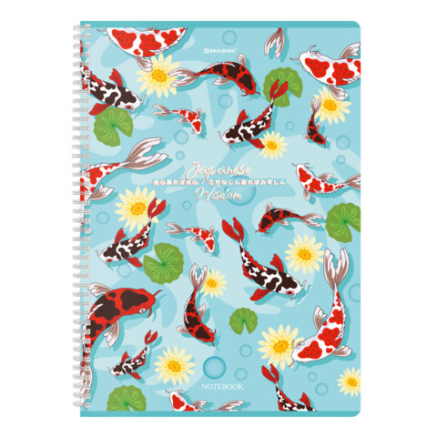 Тетради ДЭК А4 96 л. КОМПЛЕКТ 2 шт. BRAUBERG гребень, клетка, TWIN-лак, "Карпы Кои", 404882