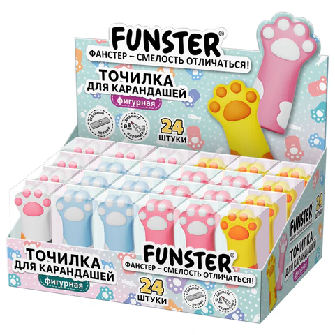 Точилка фигурная FUNSTER (ФАНСТЕР) "Лапка 2", 1 отверстие, ассорти, 274057