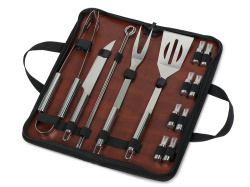 Набор для барбекю «Fabrizio», Цвет комплектующие- серебристый, чехол- черный/коричневый