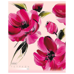 Тетрадь А5 96л. HATBER скоба, клетка, тиснение, Красочные лепестки (микс в спайке), 0, 96Т5тВ1