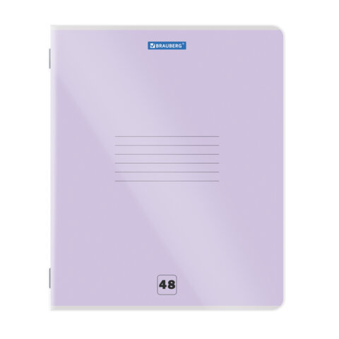 Тетрадь пластиковая обложка (прозрачная) А5, 48 листов, скоба, клетка, BRAUBERG "Smart Cover", АССОРТИ (микс в спайке), 405041