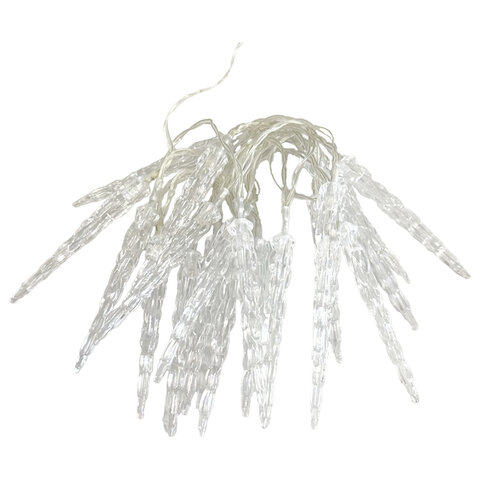 Электрогирлянда-нить комнатная "Сосульки" 2 м, 20 LED, холодный белый, батарейки, ЗОЛОТАЯ СКАЗКА, 592561