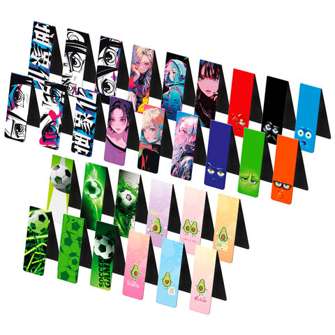 Закладки для книг МАГНИТНЫЕ, "АССОРТИ 5 ДИЗАЙНОВ МИКС", набор 6 штук, 60x20 мм, FUNSTER, 116652